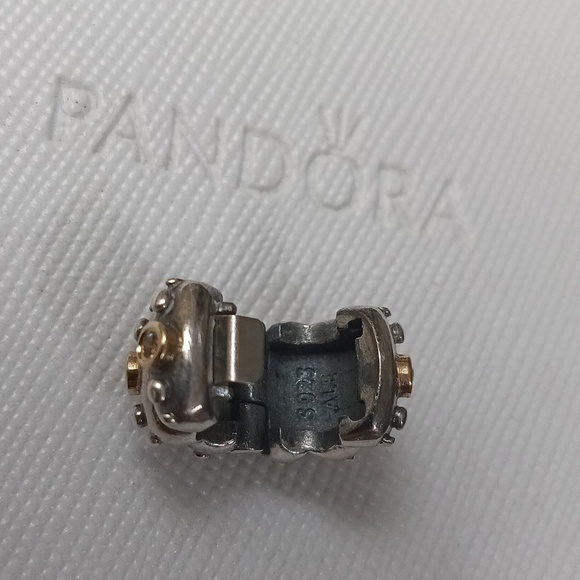Pandora Clip Silver 14k Gold Brown CZ Fusion Vintage  (2 Listed Separately) - Picture 5 of 6